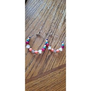 Colorful Beaded Hoop Earrings